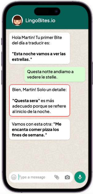 Lingo bites whatsapp conversation